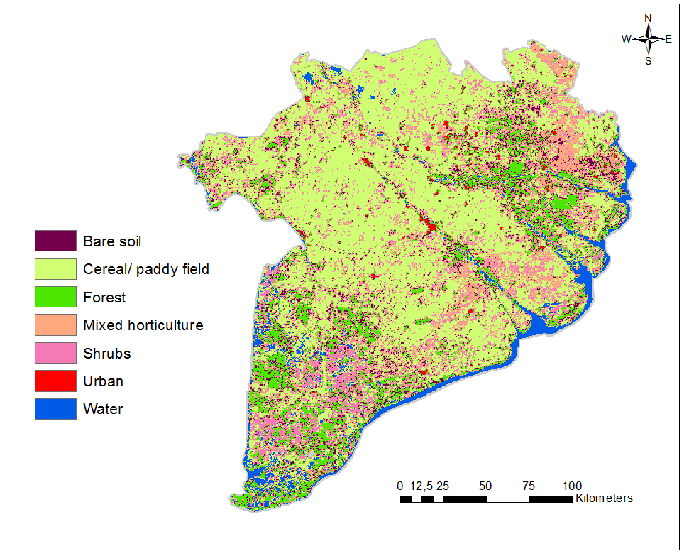 Figure 3. Modified land cover map from MODIS data (MCD12Q1) for the MRD in 2013