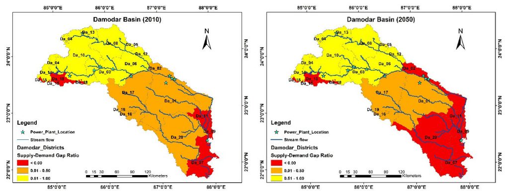 Figure 5. Water risk assessment for thermal power plants in Damodar