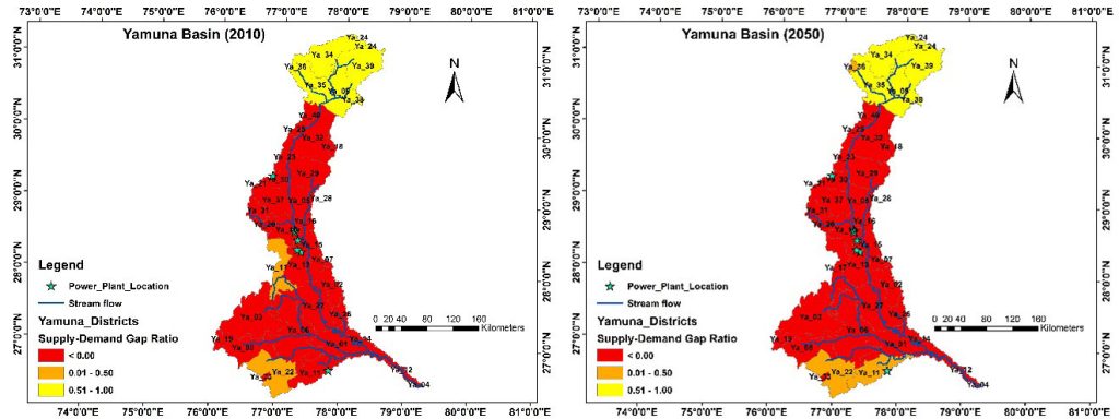 Figure 7. Water risk assessment for the thermal power plants in Yamuna