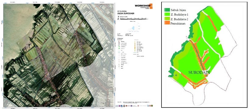 Figure 10. Material for discussion of rural SPBEA: (a) big-scale map-derived drone, (b) zonation maps.