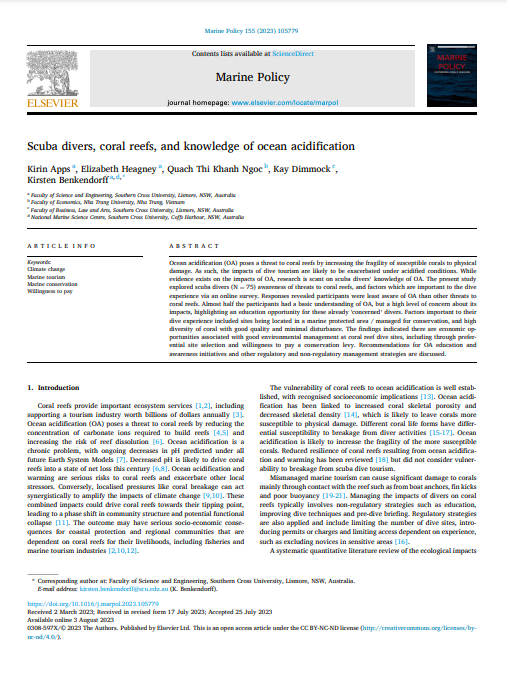 Scuba divers, coral reefs, and knowledge of ocean acidification | Asia ...